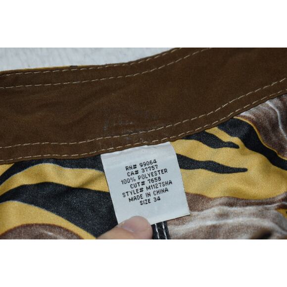 Billabong Swimming Cargo Board Shorts Mens Size 34 Yellow Brown Floral - Picture 5 of 8